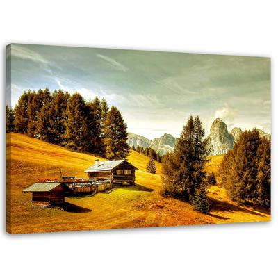 Impression sur toile, Paysage de cottage dans les montagnes nature