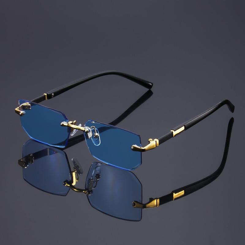 10pcs Trendy Rimless Rectangle Sunglasses Frameless Fashion Shades Punk Sunglasses Gradient Men Women UV400 Eyewear Driving