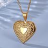 1pc Rose Flower Heart Photo Frame Pendant Necklace, Stainless Steel Necklace For Relatives, Father's Day Gift