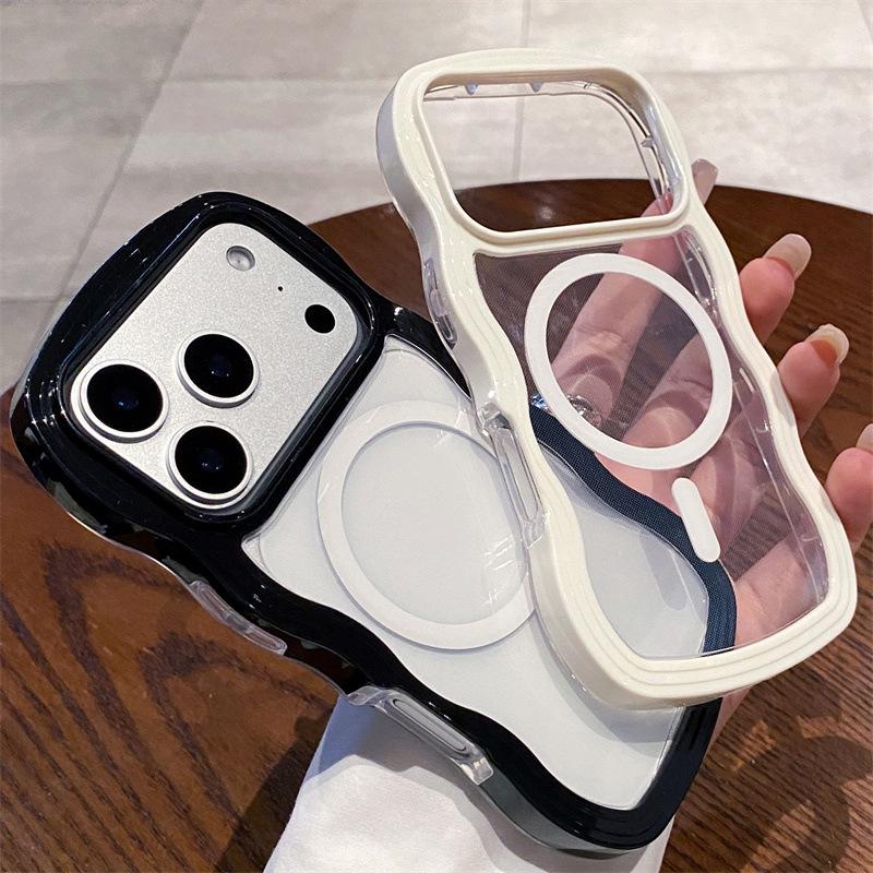 Wave Magnetic Two-in-One iPhone 17 Case - Compatible with Apple 16/17 Air, Transparent, Fit for Cross-border 14/13 Models.