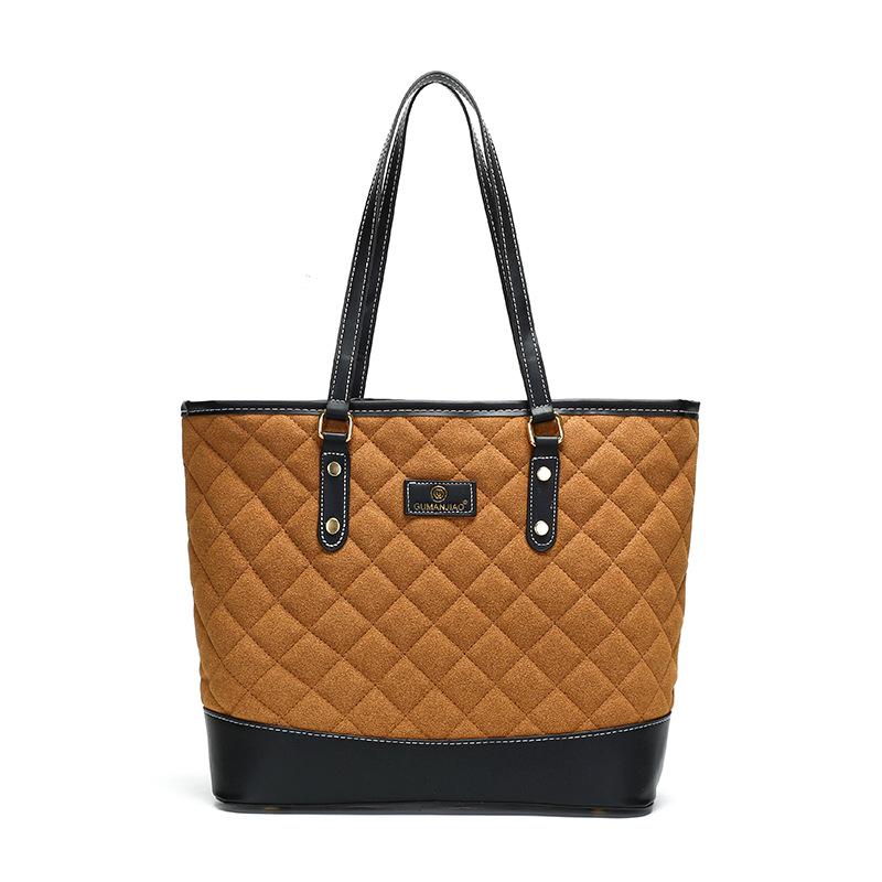 Large-capacity Commuter Minimalist Tote Bag for Ladies, Retro Patchwork Shoulder Bag