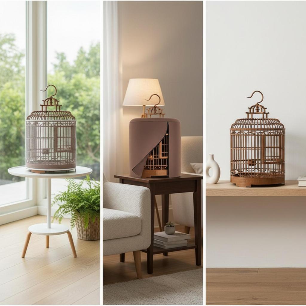 Round Bird Cage Easy-Clean with Hanging Hook Compact for Home