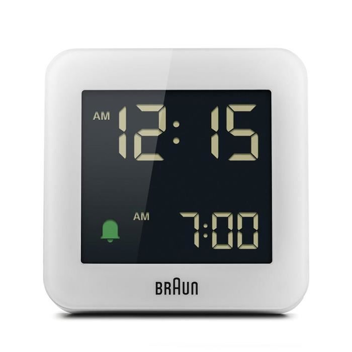 Réveil Radio Piloté - BRAUN - BC09-WHITE - Rétroéclairé - Alarme Avec Snooze - Réglage Rapide