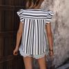 Women's Summer Top Color Stripes Patchwork Shirt Lotus Leaf Flying Sleeve Sleeve Shirt Top