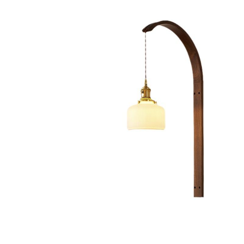 Japanese Retro Copper Wall Lamp Walnut Living Room Background Wall Corridor Study Bedroom Bedside Lamp Lighting