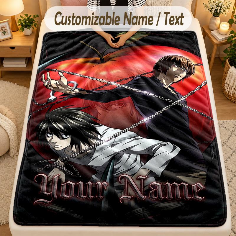 Flannel BlanketDeath Note Custom Name Text Personalized Soft Warm Throw Blanket Home Decor Gift