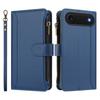 For iPhone 17 Air Leather Case 9 Card Slots Zipper Wallet Stand Phone Cover with Wrist Strap