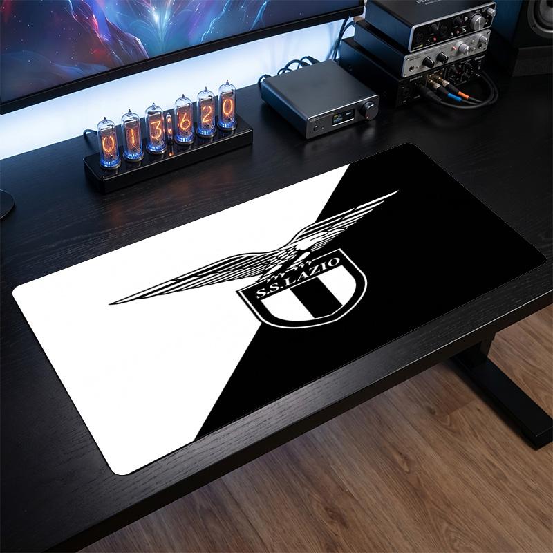 Lazio FC Theme Pattern Mouse Pad, Soccer Logo Design XXL Gaming Desk Mat Non-Slip Computer Mouse Pad
