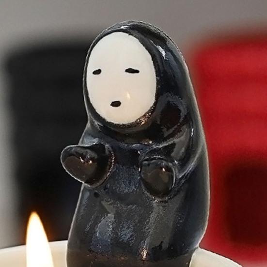 Faceless Man Candle Holder Cartoon Tealight Candle Holder Handcrafted Ceramic Tealight Holder for Home Bedroom Decor Anime Fans Gift