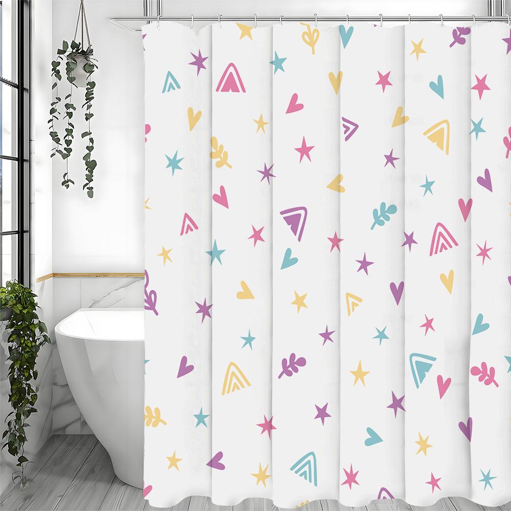 

Занавеска для душа Star Love Leaf Mountain Pattern, Декоративная занавеска для ванной комнаты, Водонепроницаемая занавеска для душа с крючками 90*180cm