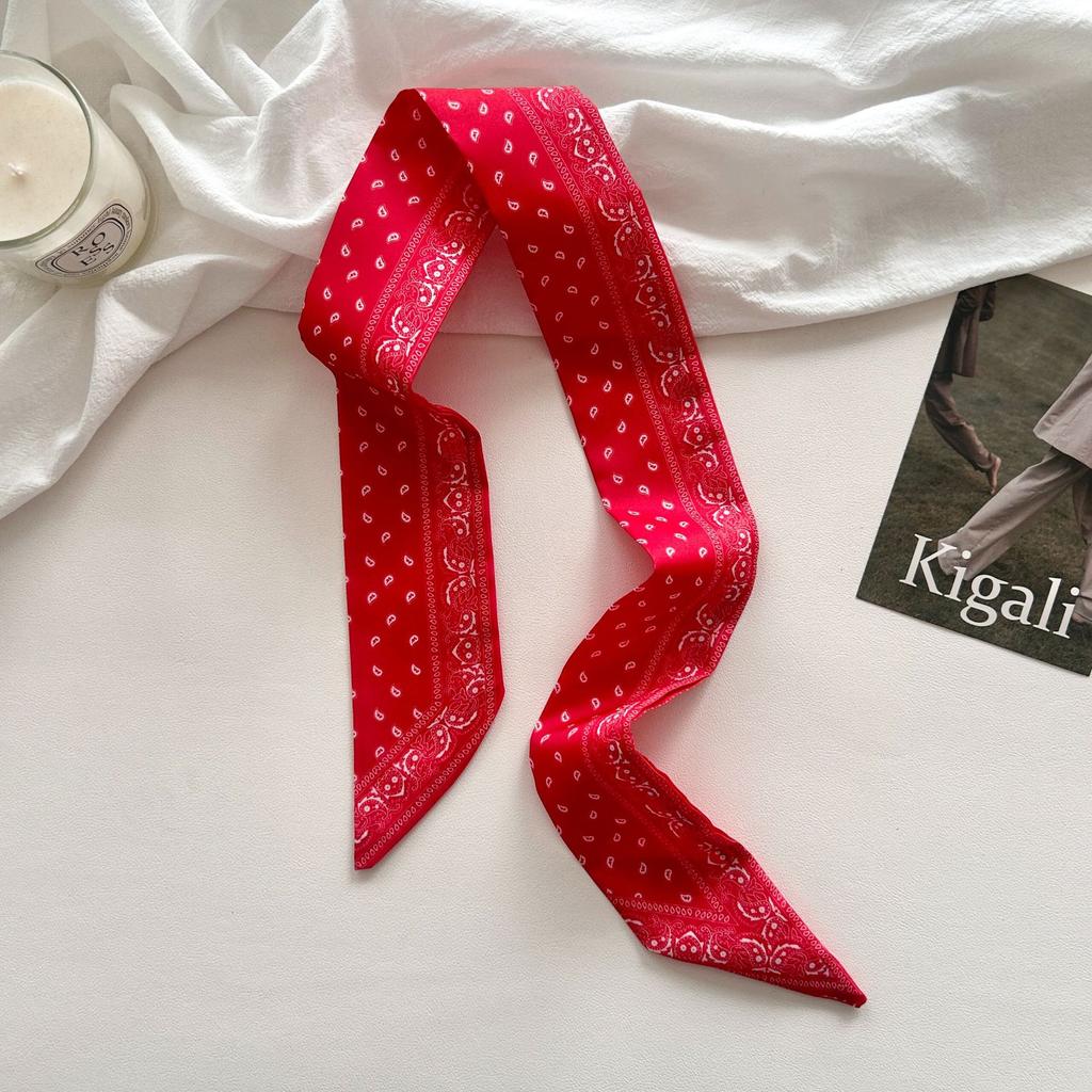 Elegant and versatile cashew print scarf, slim and long, versatile neck and scarf, multifunctional hair tie tie