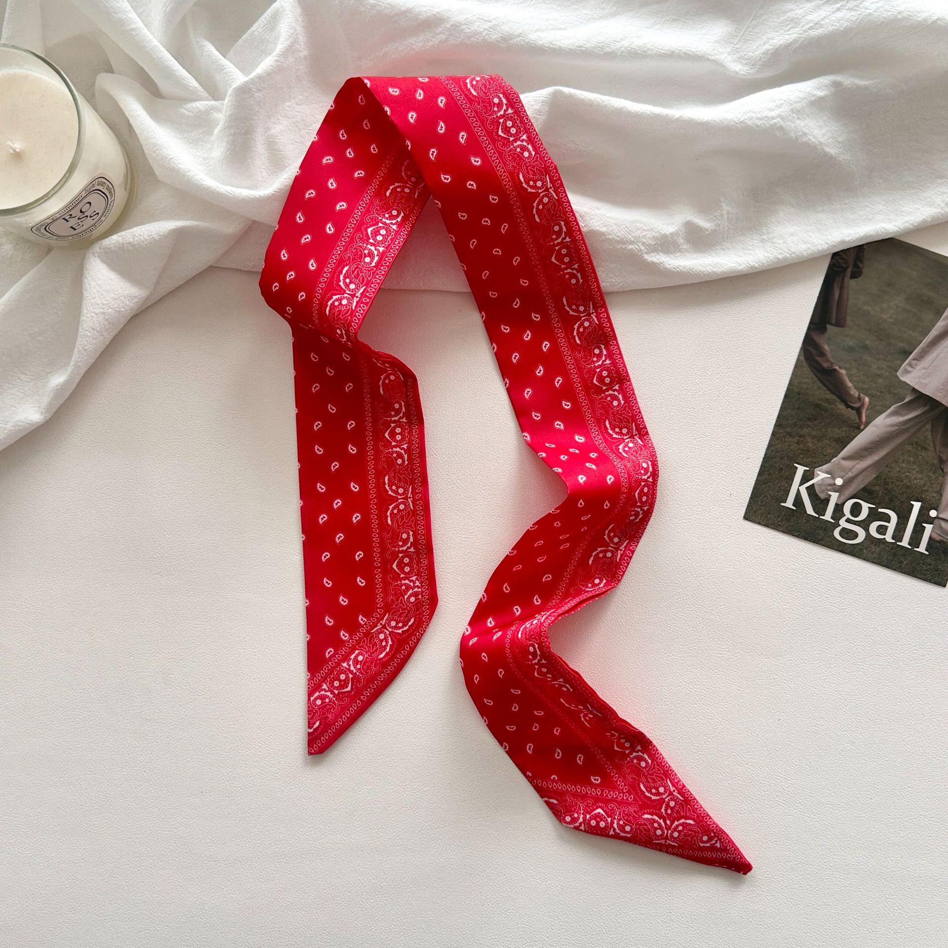 Elegant and versatile cashew print scarf, slim and long, versatile neck and scarf, multifunctional hair tie tie