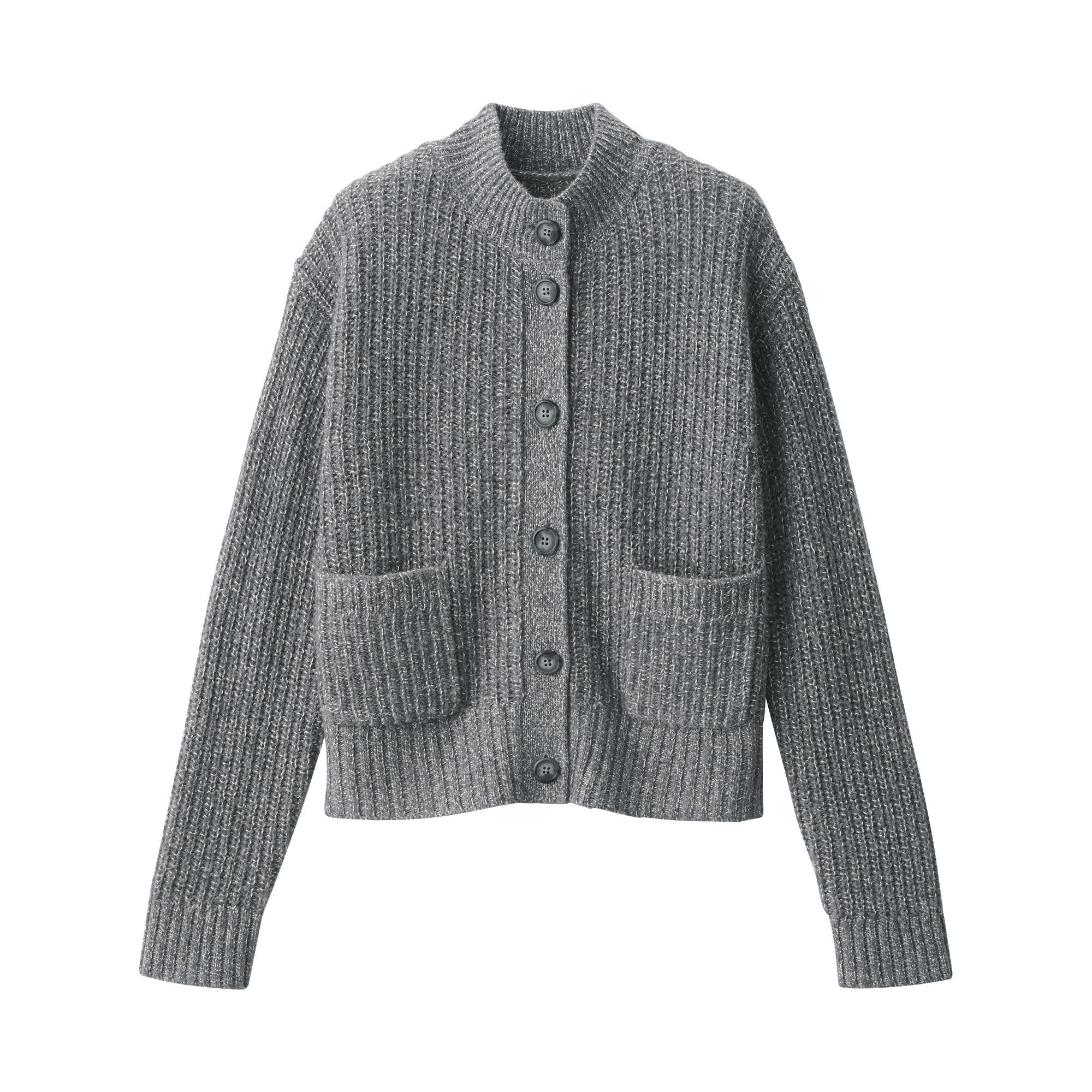 

MUJI Women s Yak Blend Mock Neck Cardigan, Gray, Size M (BA1PPA4A)