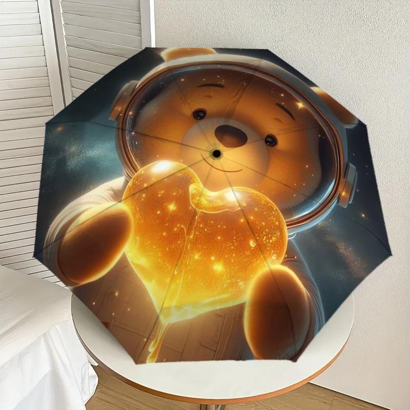

1pc Teddy Bear Astronaut Heart Space Umbrella with Plastic Handle,Suitable for All Seasons Home Travel Outdoor UmbrellaDD287