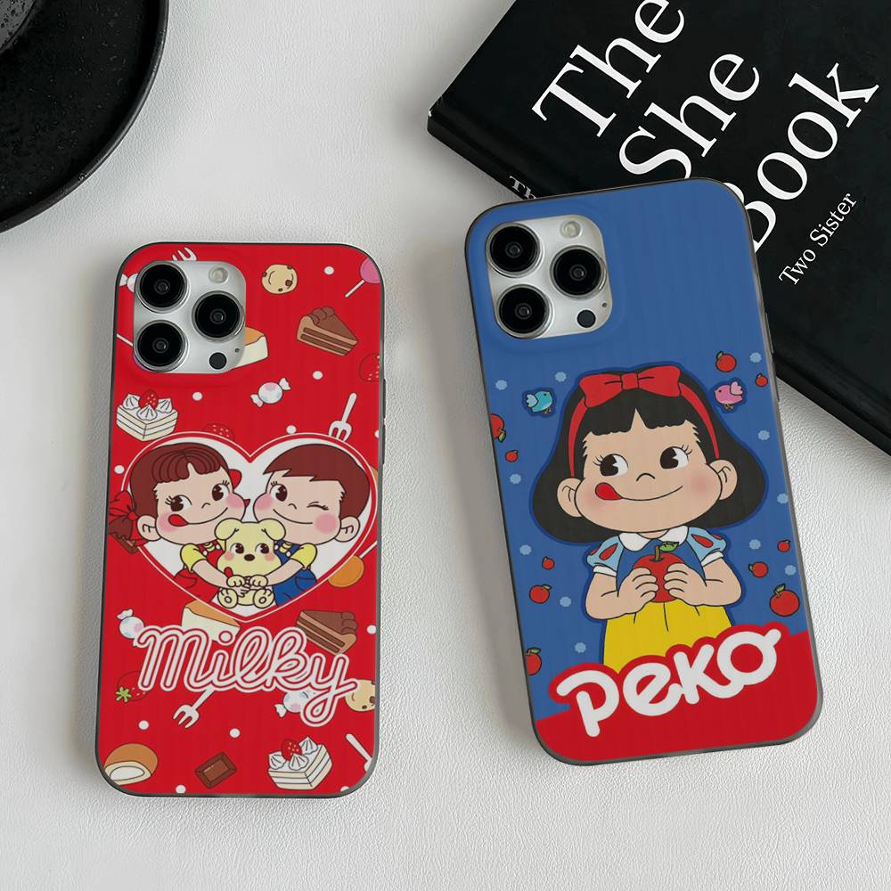 Fujiya Milky Peko Chan For IPhone 16 15 14 13 12 11 17 Pro Max Plus Wave Corrugated Phone Case Anti Drop Cover