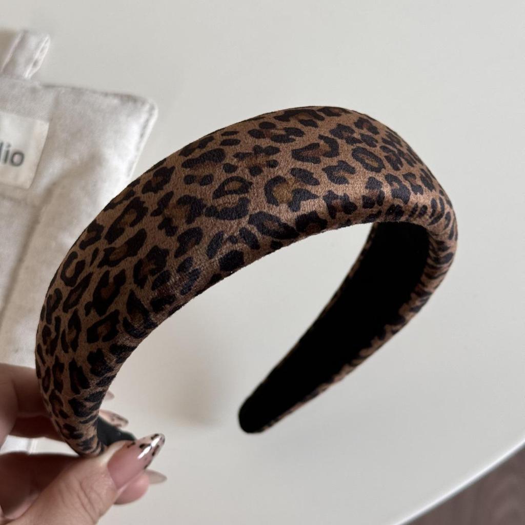 Korean Velvet Leopard Print Double Layer Hair Tie for Women