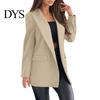 Suit Coat Women Lapel Long Sleeve Flap Pockets Business Casual Jacket Button Decor Slim Fit Solid Color Formal