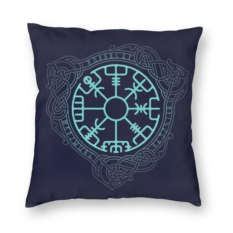 Viking Runes Thor Mjolnir Cushion Covers Sofa Home Decorative Norse Valhalla Odin Square Throw Pillow Cover 45X45