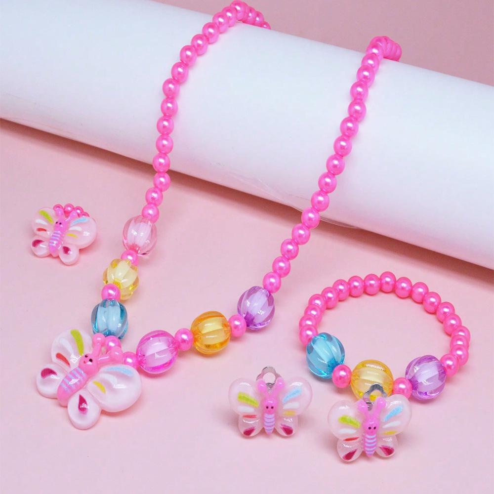 Children's Cartoon Necklace Set: Dopamine Pendant & Ring Holiday Gift