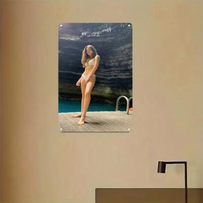 Vintage Metal Tin Sign White Bikini Beauty Wall Art 8x12 Inch Home Decor Poster
