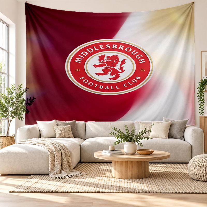 Middlesbrough FC Wandteppich, Weiches Stoff-Wandbehang, Dekorative Kulisse Für Schlafzimmer Heimwandkunst