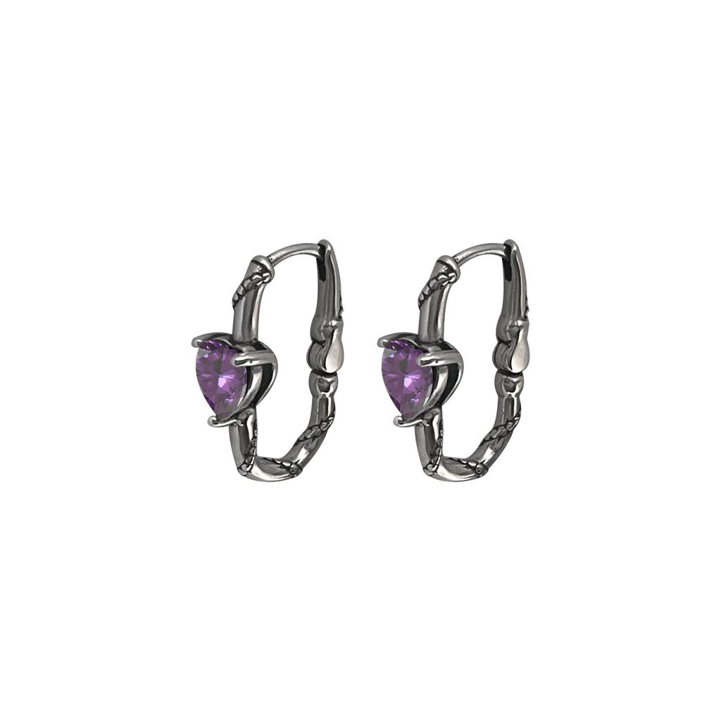 Orecchini a cerchio a forma di cuore in zircone viola vintage da donna, orecchini a perno alla moda, gioielli da festa, regalo AVE