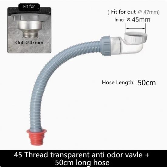Transparent ABS Anti Odor Valve Kitchen Basin Gravity Closed One-way Drain Valve 45mm Hose for Kitchen Sink