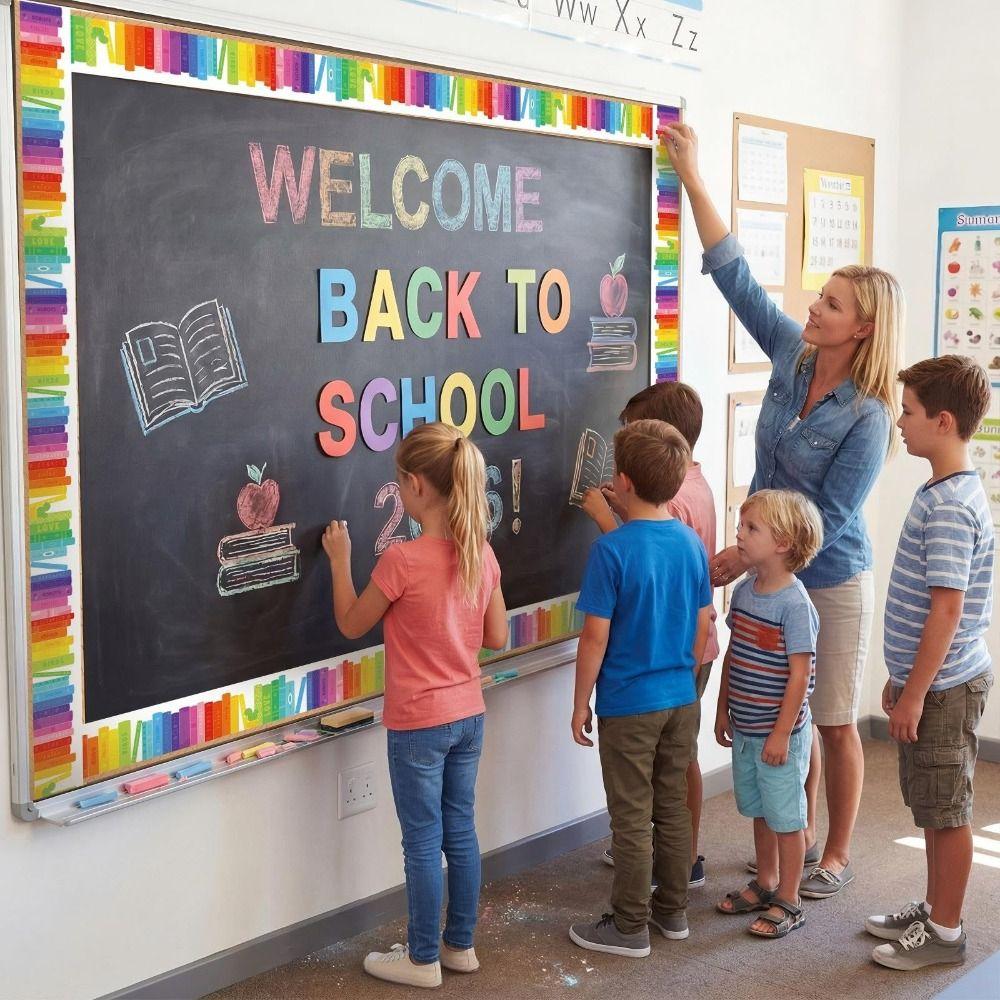 Cartoon Pattern Bulletin Board Border Sticker Learning Wall Sticker Classroom Decoration