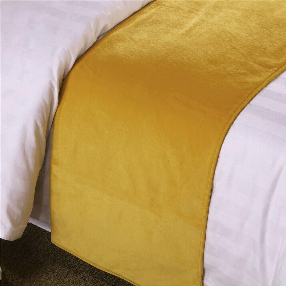 Luxury Velvet Solid Bed Runner Scarf Protector Slipcover Bed Decorative Scarf for Bedroom Hotel Wedding Room Twin/Queen/King