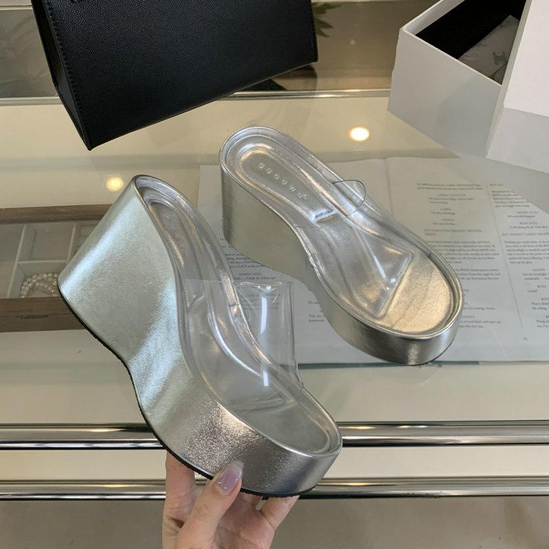 Fashion Style Women's Sandals Casual Summer Fashion Silver Wedges Shoes 5cm-8cm High Platform Sandals 2024 Flip Flops Women