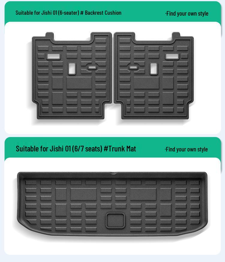Eco-Friendly TPE Floor Mats for 2023 Jishi 01, Six/Seven-Seater - Complete Set for Trunk and Interior.