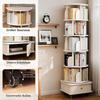 Libreria Rotante a 6 Piani, Scaffale Rotondo a 360 Gradi, Ruote e Cassetto, Scaffale Salvaspazio per Stanze Piccole – Ideale per Camera da Letto, Soggiorno, Casa, Ufficio