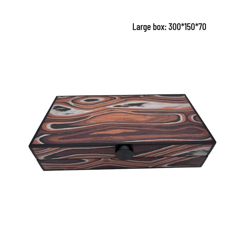 Modern Wooden Grain Ornament Storage Box - Decorative Display and Soft Furnishings for Home Decor.