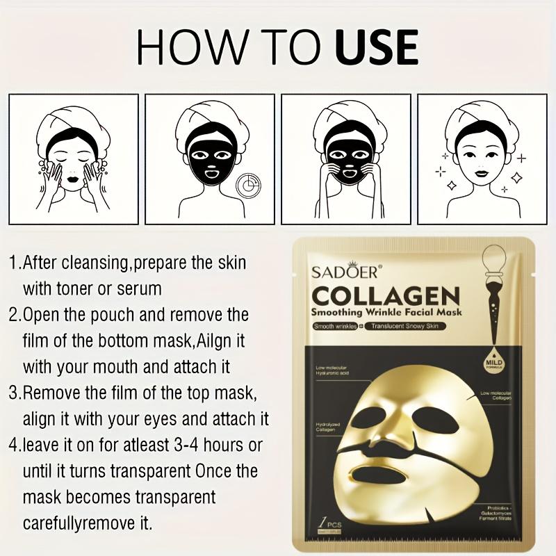 COLLAGEN Smoothing Wrinkle Facial Mask,Highly Moisturizing,Hydrating and Locking In Moisture,Firming,Smoothing and Brightening The Skin
