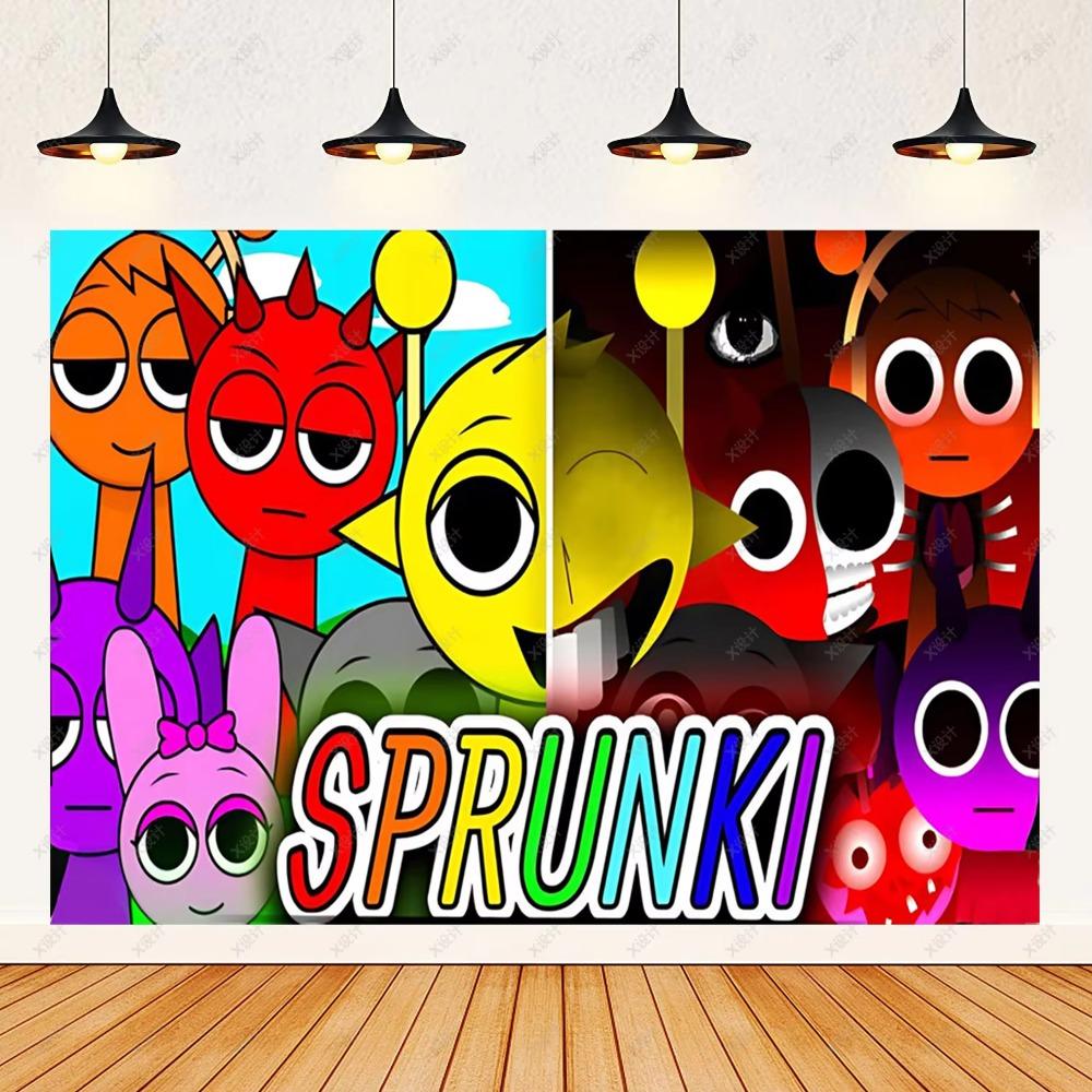 Hot Game-Incredibox Sprunki Kids Birthday Party Balloon Banner Background Cake Topper Decoration Baby Boy Party Supplies Gifts