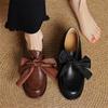 Fashion New Spring Cow Leather Woman Shoes Round Toe Women Pumps Shoes for Women Chunky Heel Loafers Fashion Bow Decoration Casual Shoes