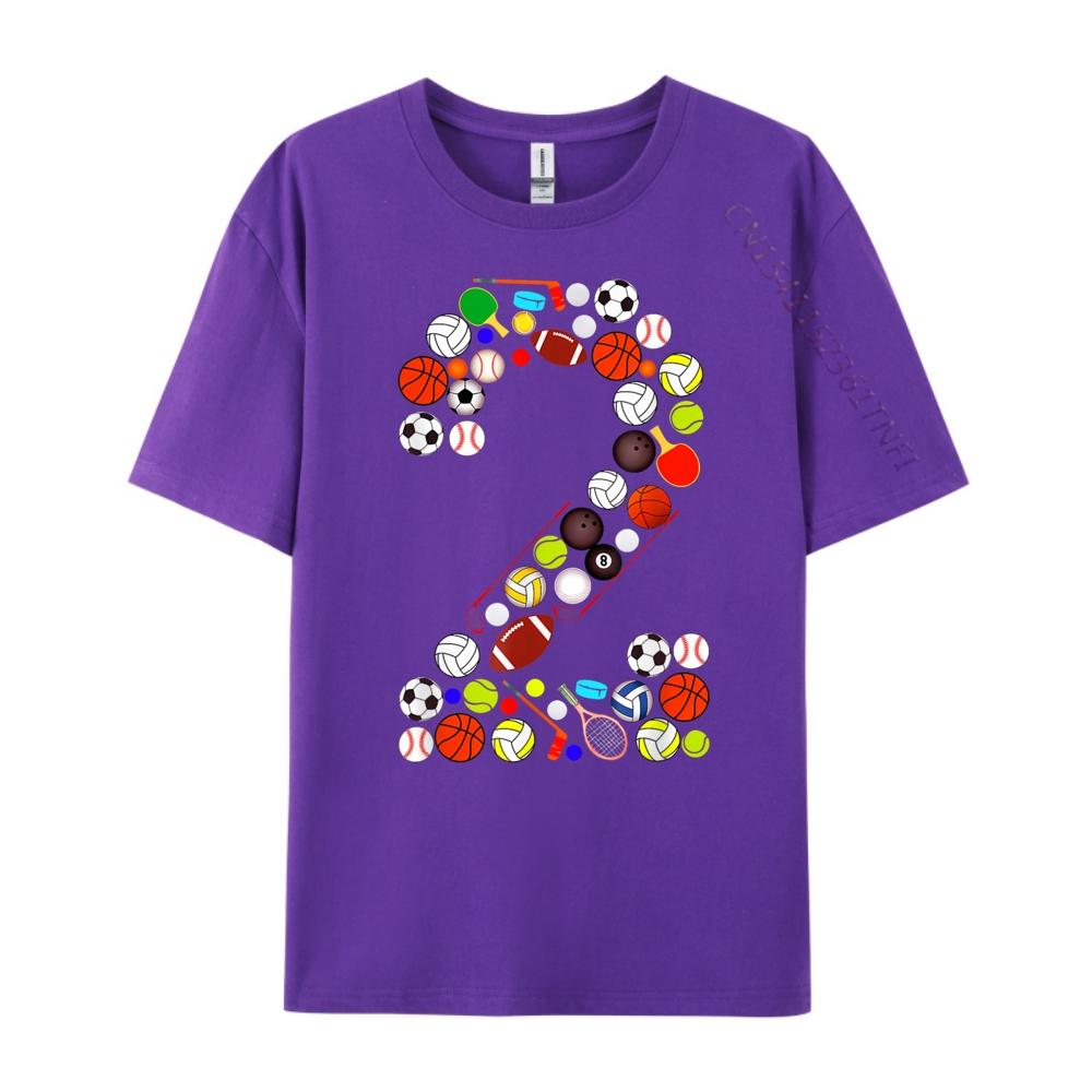 Kids 2nd Birthday Sports Big Number Two 2 Year Old Boy Mens Graphic Tshirts Mans Funny T Shirts Classic