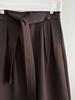 LUXI Women's Retro Lace-up Pleated Wide-Leg Pants - Autumn Casual Straight-Leg Long Trousers