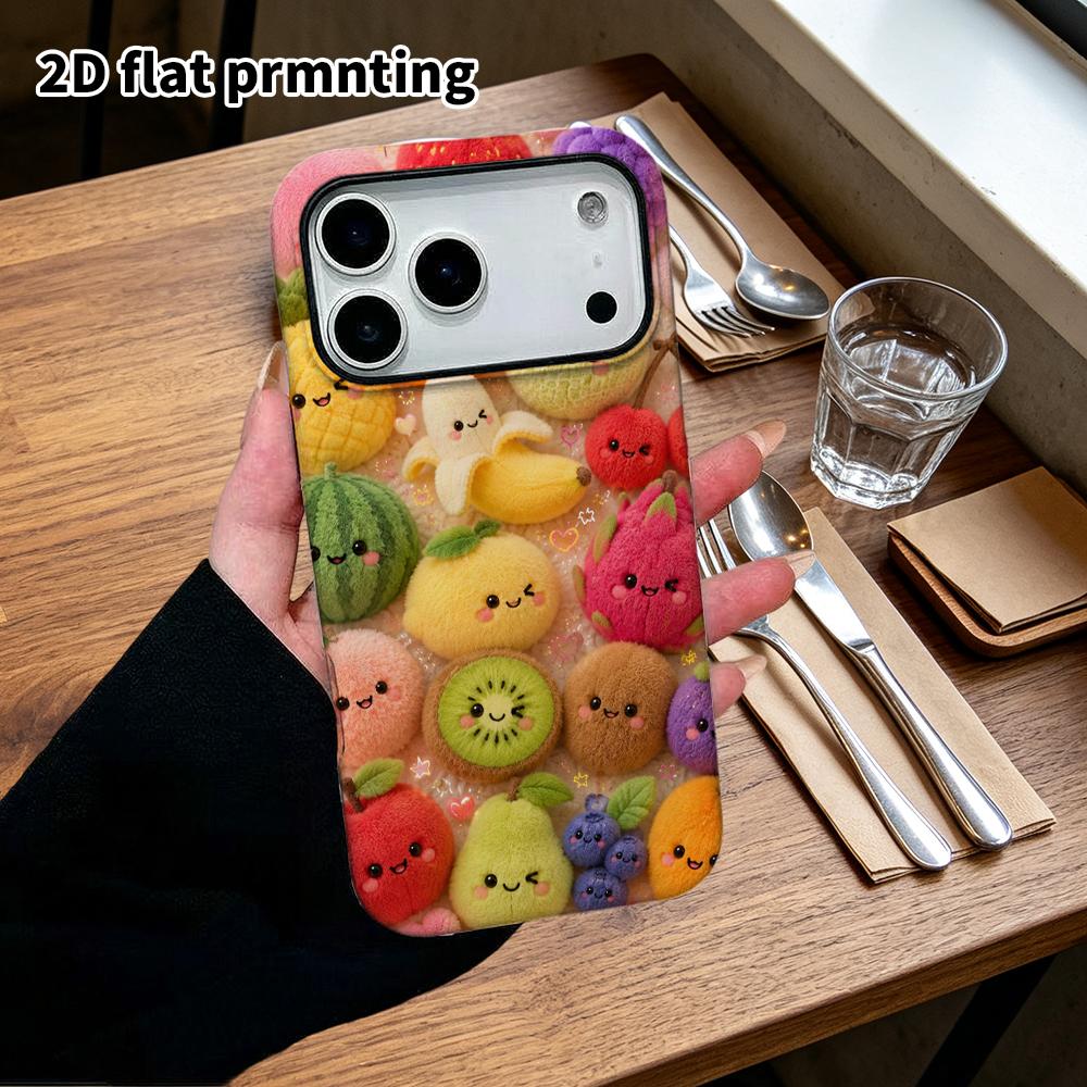 Phone case: 2D flat, suitable for iPhone 18 17 16 15 14 13 12 Pro protective case, fruit family, perfect Christmas and Halloween holiday gift