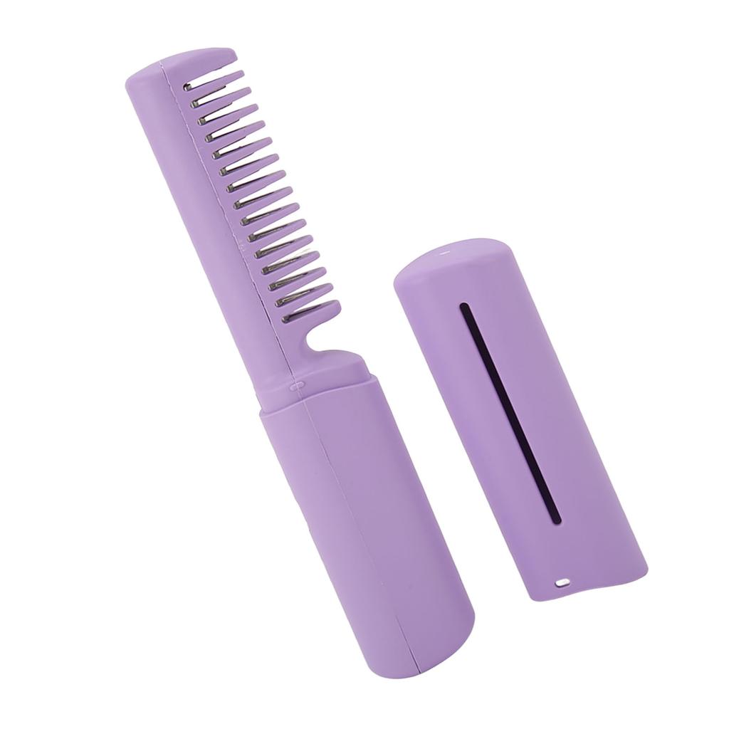 Mini Haarglättungsbürste Kabellos Tragbar Ergonomischer Griff Schnell Aufheizende Glättungsbürste Lila