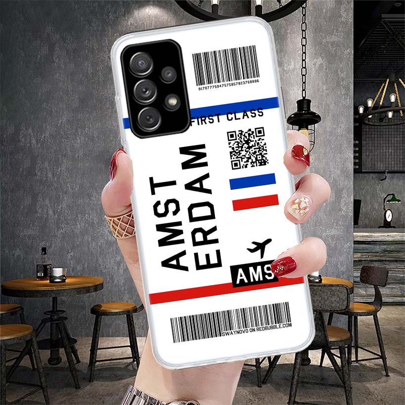 Travel Ticket Label Soft Phone Case For Samsung Galaxy S22 S23 S24 S25 Edge S26 Ultra S20 FE S21 Plus + Fundas Coque Galaxy S20