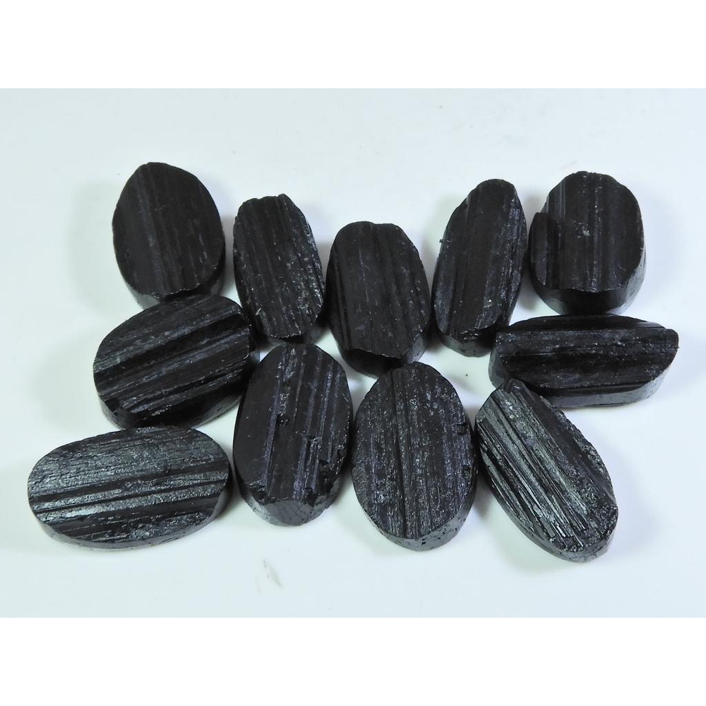 389Cts.Natural Black Tourmaline Oval Shape Cabochon Loose Gemstone 11Pcs Lot C-351