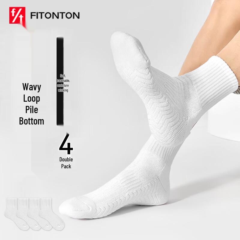 FitonTon Men s Casual Breathable Mid-Calf Socks (4 Pairs) One Size