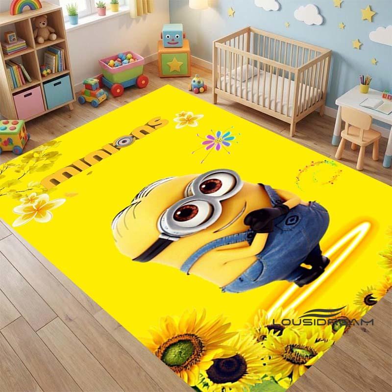 "I LoveM- Minions" Cartoon-Print Rug — Non-Slip Kitchen Mat, Outdoor Carpet, Home & Bedroom Decor, Yoga Mat, Birthday Gift.