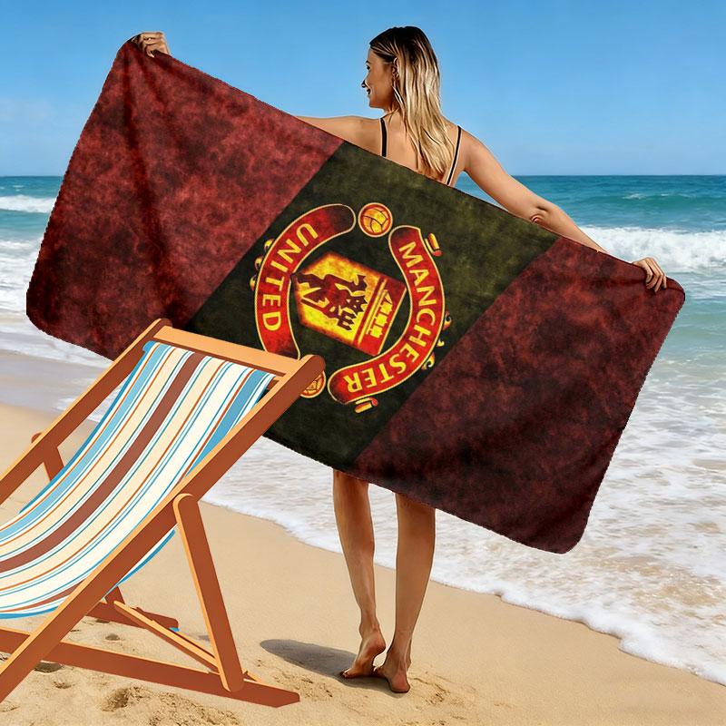 Manchester United F Print Beach Towel, Large Soft Quick Dry Towel for Beach Camping Swimming