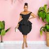 X6293 Fashion Women's Solid Color Sleeveless Ruffle Short Dress