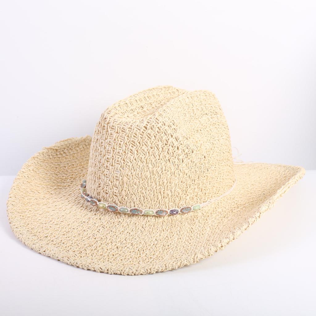 Popolare Cappello di Paglia Classico Western da Cowboy Estivo Vuoto con Ampia Tesa Cappello da Sole Cappello di Paglia Intrecciato a Mano