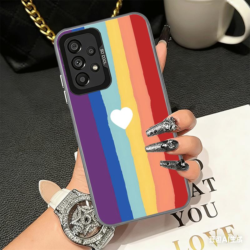 Rainbow Gradient Love Desgin Soft Phone Case for Samsung A17 A16 A15 A14 A13 A57 A56 A55 A54 A53 A37 A36 A35 A34 A33 A26 A25 A24
