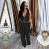 Women's Casual V-neck Button Top & Trousers Two-piece Set - New Fashion Europe/America