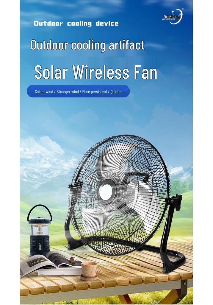Zi Xi 12V Portable Solar Fan for Camping & Outdoor Use